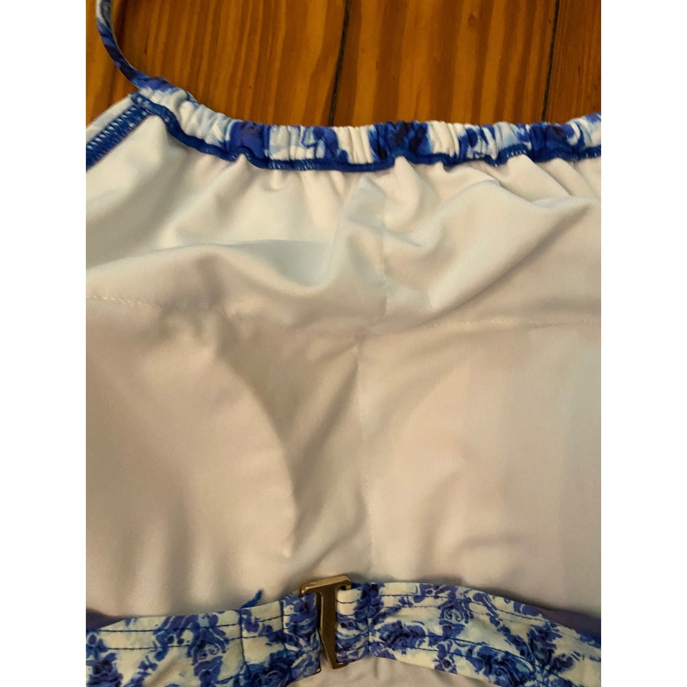 Michael Kors Womens Blue White Sz XS High Neck Halter Bikini Set Two Piece - Picture 9 of 9